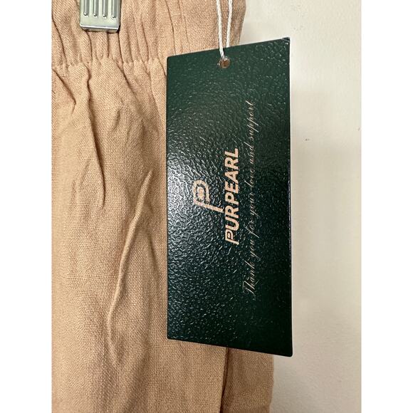 Purpearl Linen Pants in Tan, Wide-Leg, Elastic Waist, NWT - Picture 3 of 4